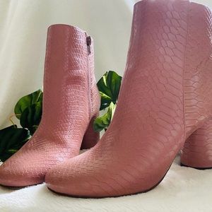 Pink Croc Ankle Booties